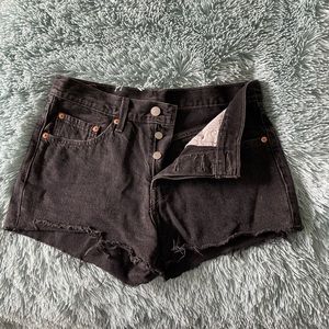 LEVI black jean material button up shorts - SIZE W27